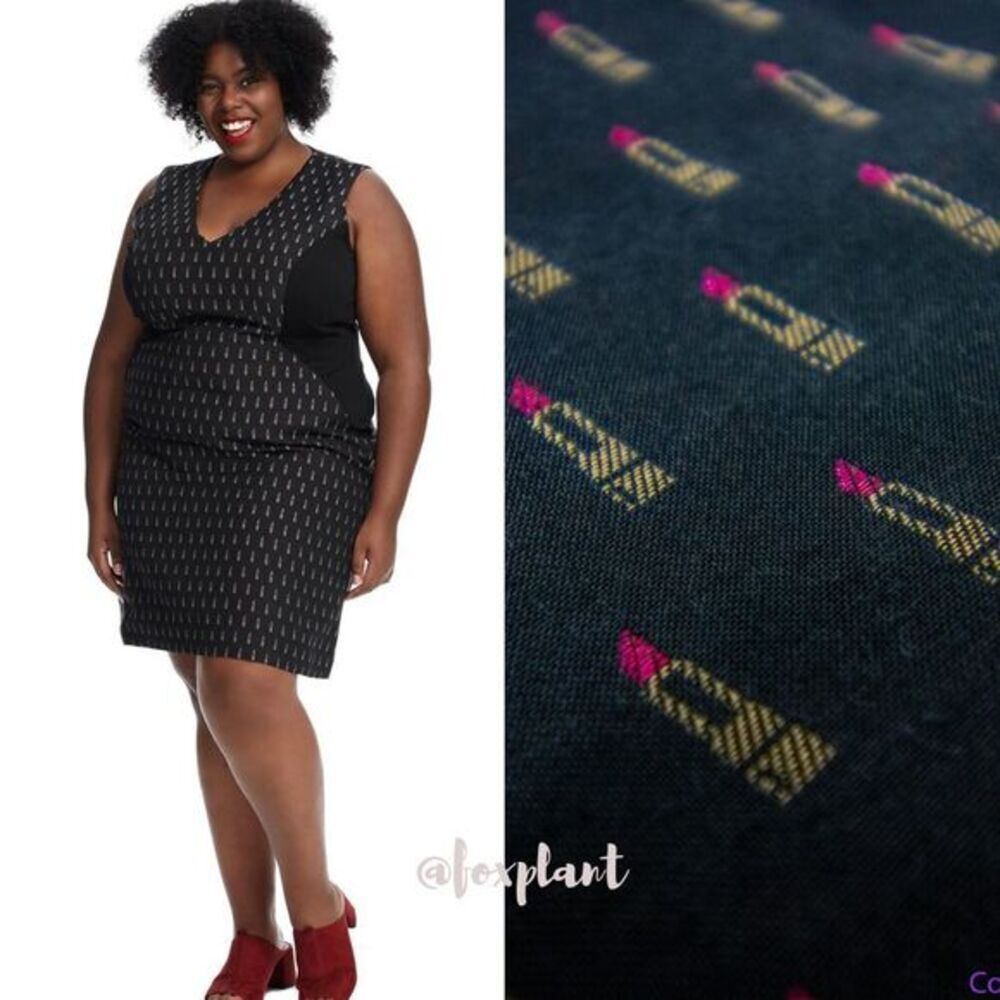 NEW Hutch Anthropologie Lipstick Print Shift Dress, plus size 14W